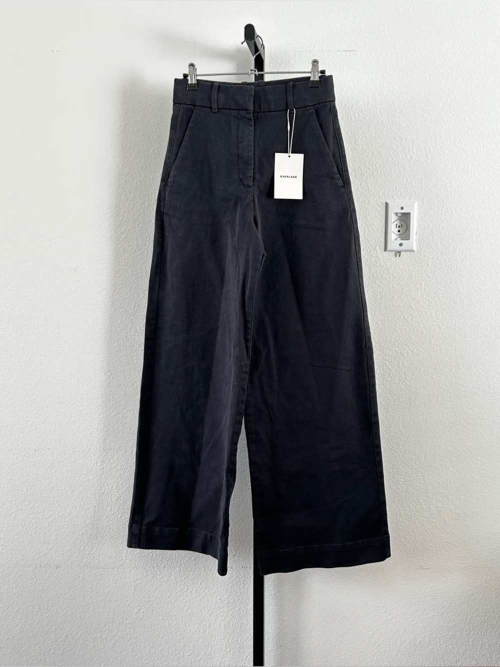NWT Everlane Women Organic CottonTwill Trouser Black, Size 0, Retail $98